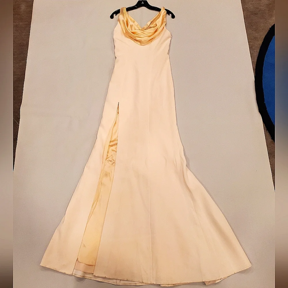 NWT$795 Cinq a Sept Jill Cowlneck Split Leg Gown Dress Maxi Formal in Pearl Sz 6 - Picture 7 of 16